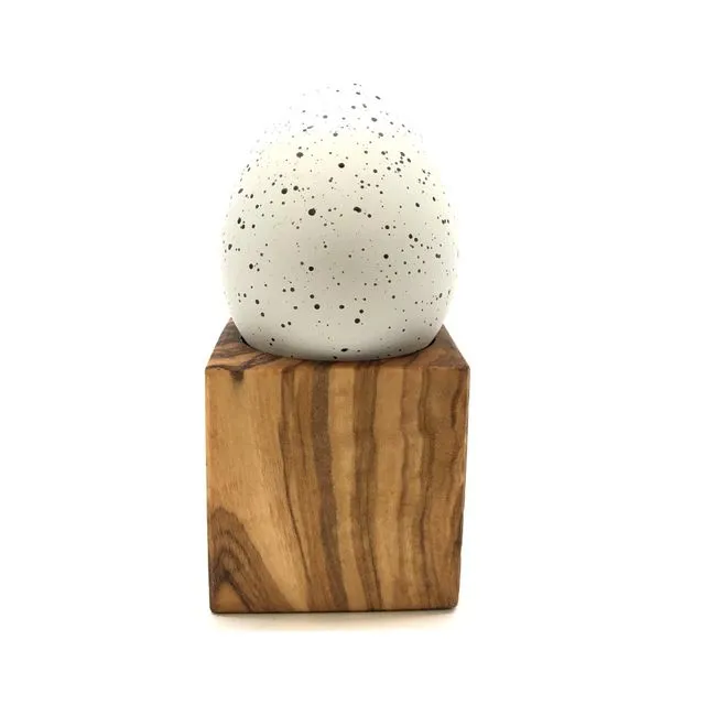 Olive wood egg cup cube