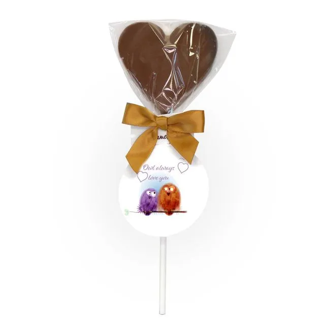 Milk Chocolate Heart Lollipop - Owl Always Love You. Outer of 27
