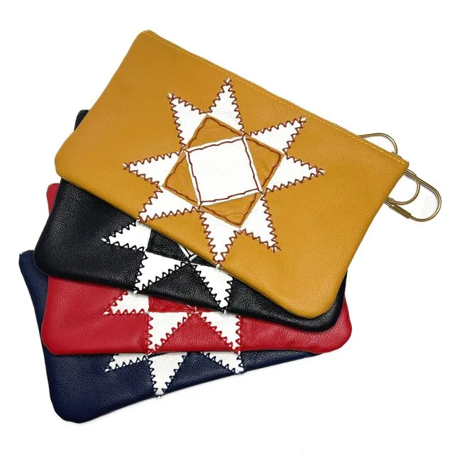 Soft Leather Quilt Star Clutch