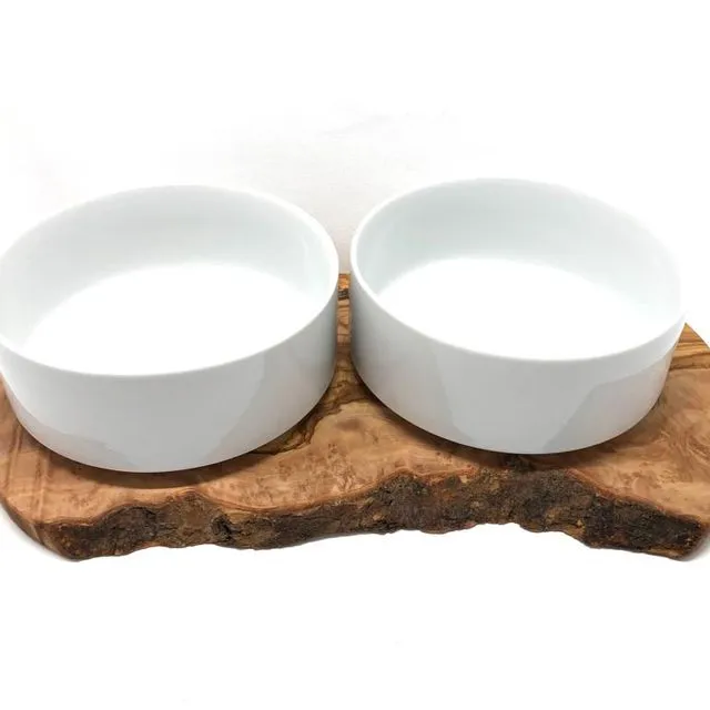 RUSTY feeding station (2 x 1.5 liter porcelain bowl) for food & water