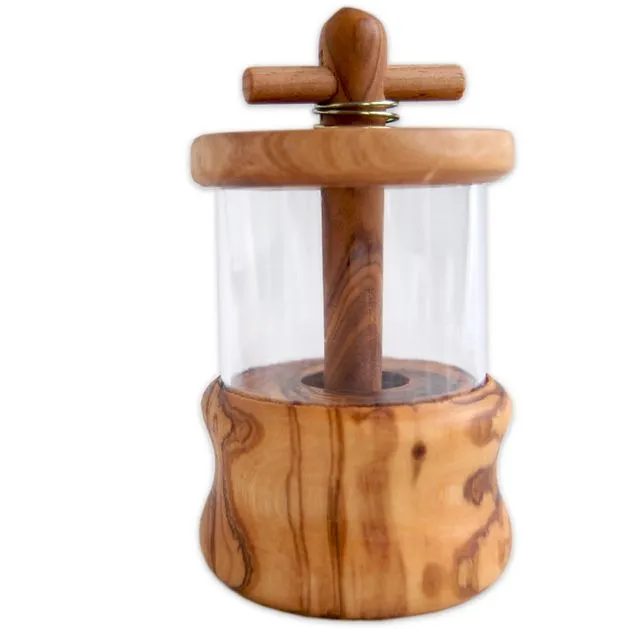 Olive wood herb mill