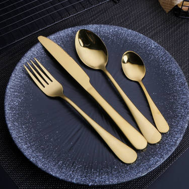 16 Piece Gold Flatware Set, Stainless Steel, Service for 4