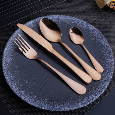16 Piece Rose Gold Flatware Set, Stainless Steel, Service for 4