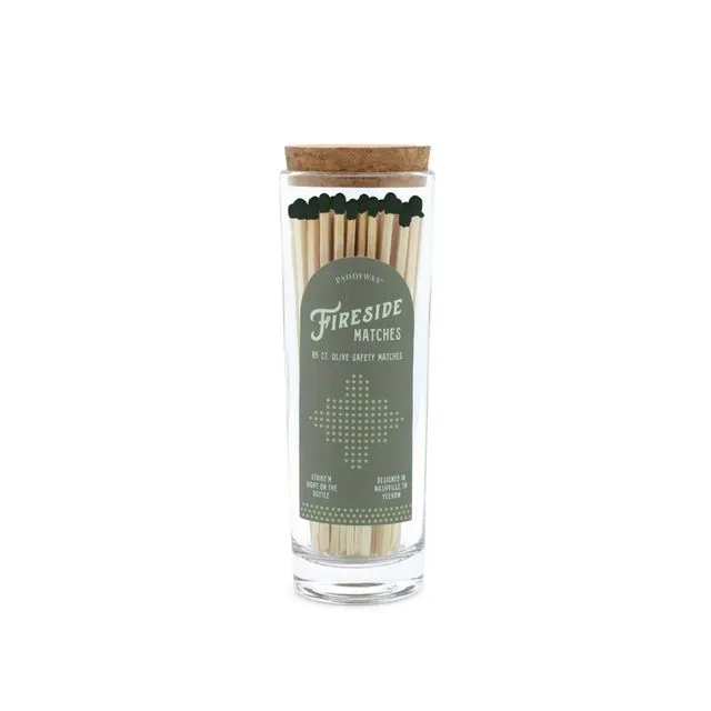 Fireside Safety Matches 13.5 cm Tall - Olive Green Tip