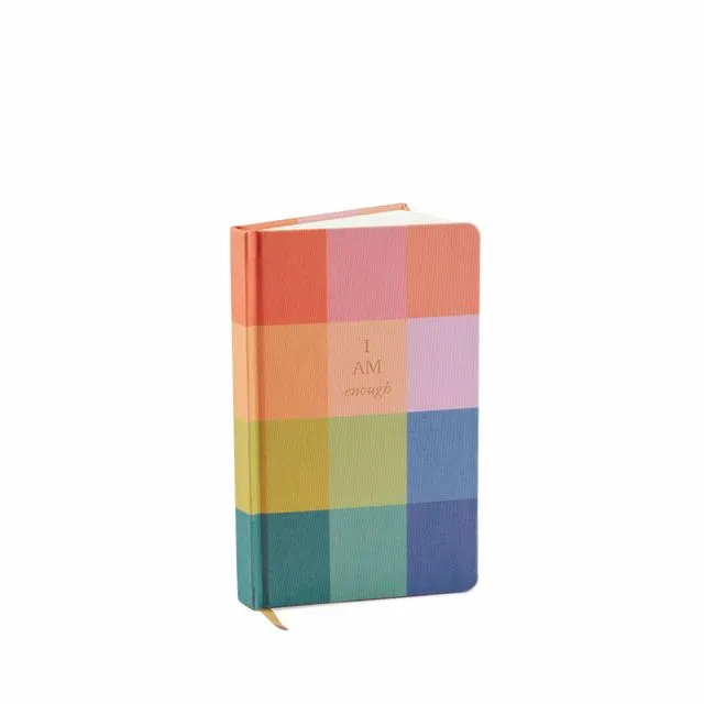 Bookcloth Hardcover Journal - Rainbow Check - I Am Enough