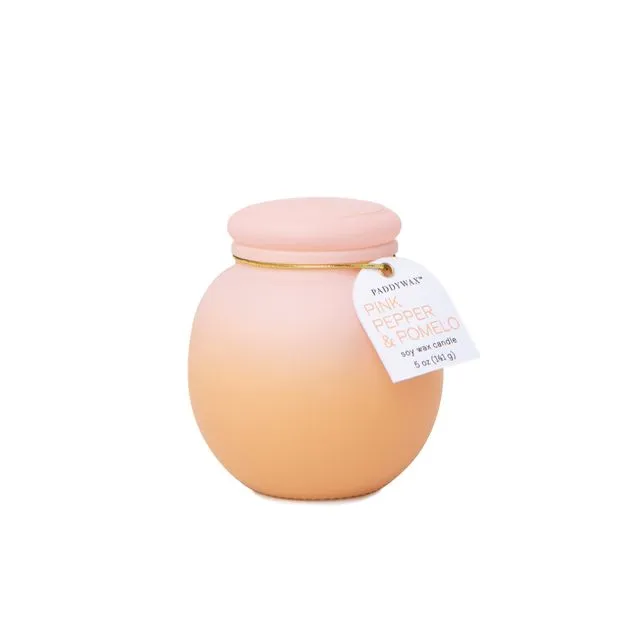 Orb Ombre Glass Candle 5 oz./141g - Pink &amp; Orange - Pink Pepper &amp; Pomelo