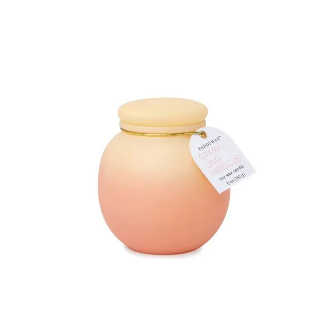Orb Ombre Glass Candle 5 oz./141g - Yellow &amp; Pink - Sparkling Hibiscus