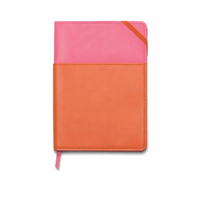 Vegan Leather Pocket Journal - Pink &amp; Chili