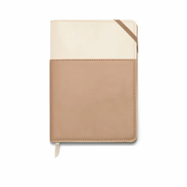 Vegan Leather Pocket Journal - Ivory &amp; Taupe