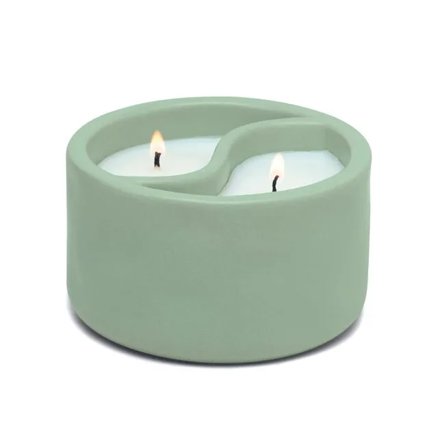 Yin-Yang Ceramic Candle 11 oz./311g - Sage Green - Green Tea/Aloe