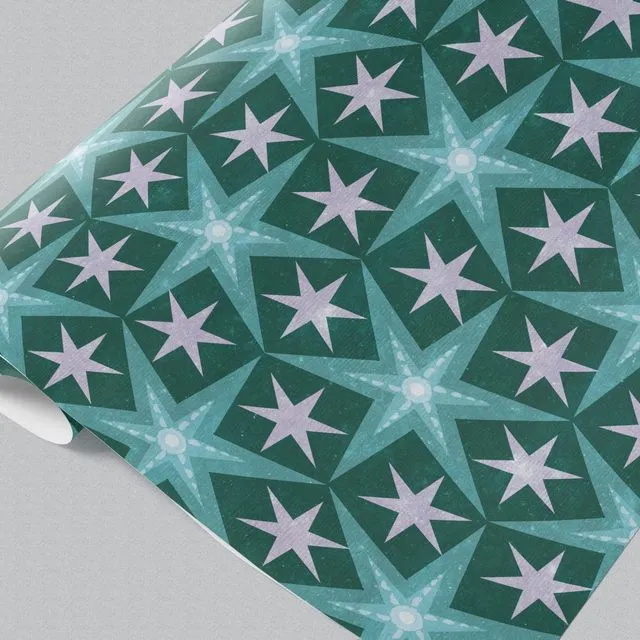 Green Star Wrapping Paper
