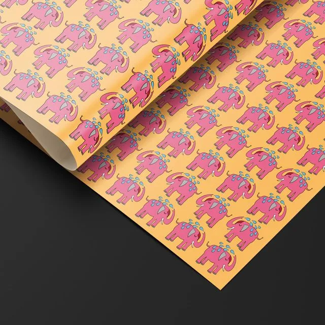 Glossy Wrapping Paper- Pink Elephant