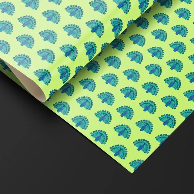 Glossy Wrapping Paper- Peacock Blue