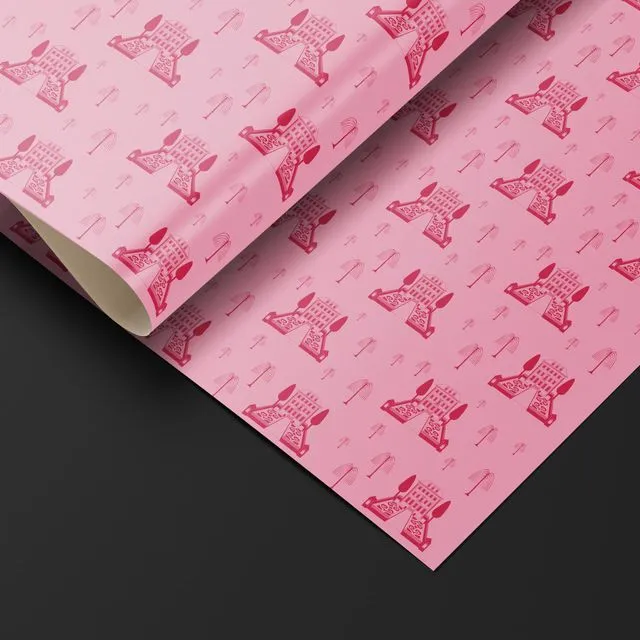 Glossy Wrapping Paper- Broadstone House in Blancmange &amp; Strawberry