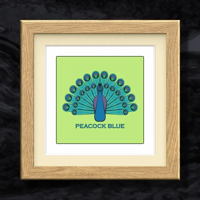 Original Oak Framed Prints - Peacock Blue