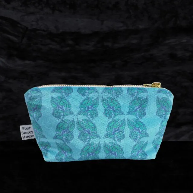 Bold &amp; Beautiful Velvet Cosmetic Bag - Sunflower in Turquoise &amp; Purple