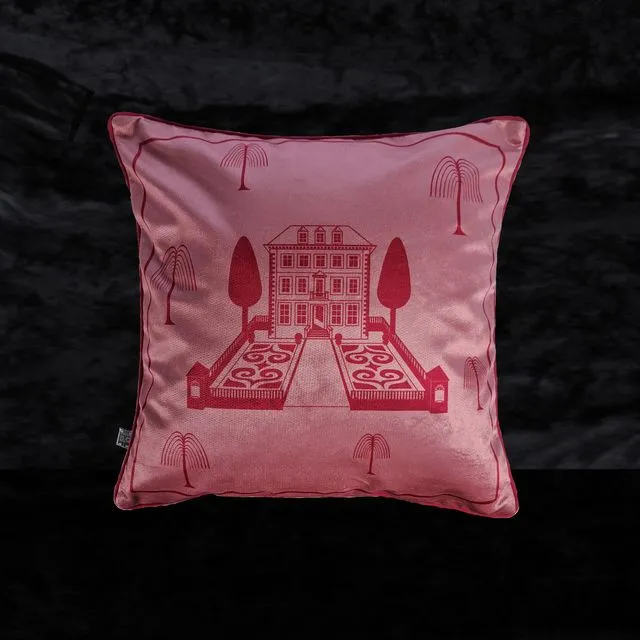 Sumptuous Velvet Cushions Covers - Broadstone House in Blancmange & Strawberry