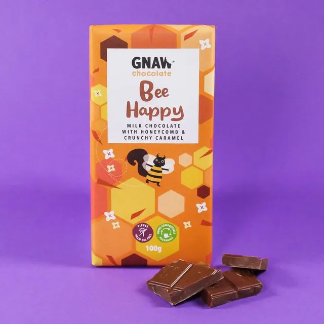 Bee Happy Milk Chocolate with Honeycomb & Crunchy Caramel 🐝