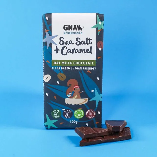 Sea Salt & Crunchy Caramel Oat Mi!lk Chocolate Bar • Vegan 🌱
