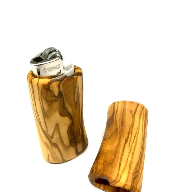 Elegant olive wood cover for lighters