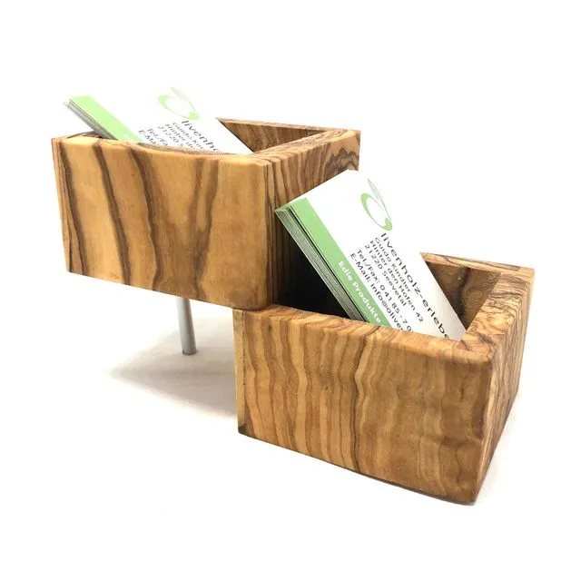 DUO olive wood business card holder