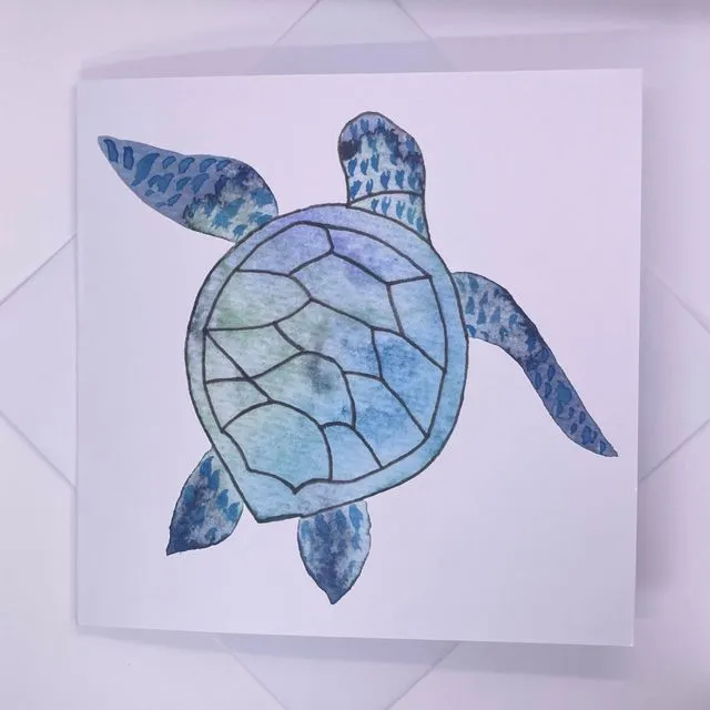 Sea Turtle Art Watercolour Greetings Card