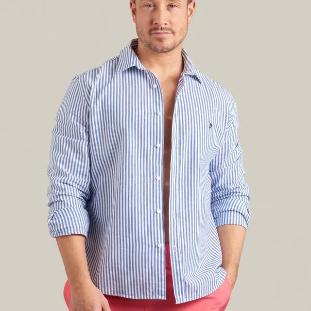 Espadon Cotton Stripe Shirt - Blue