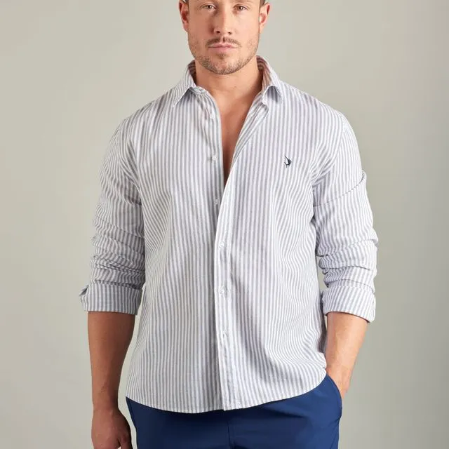 Espadon Cotton Stripe Shirt - Grey