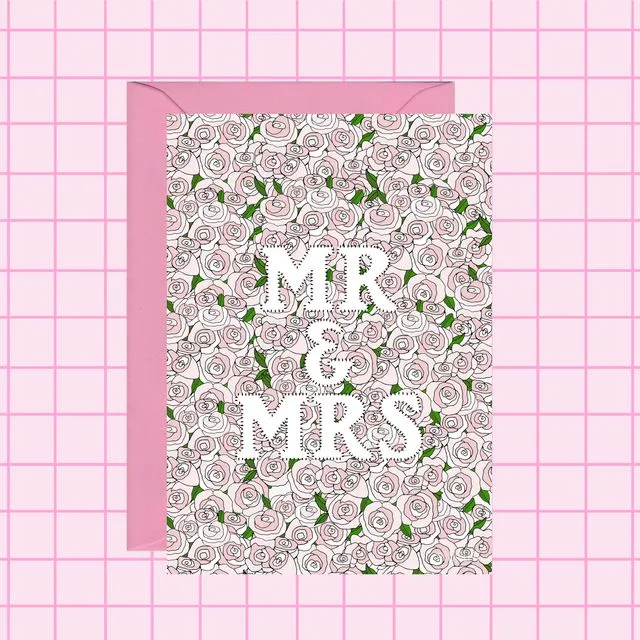 Floral Mr and Mrs Wedding Card