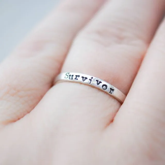 Survivor Life Quote Mantra Ring | Motivational Jewelry