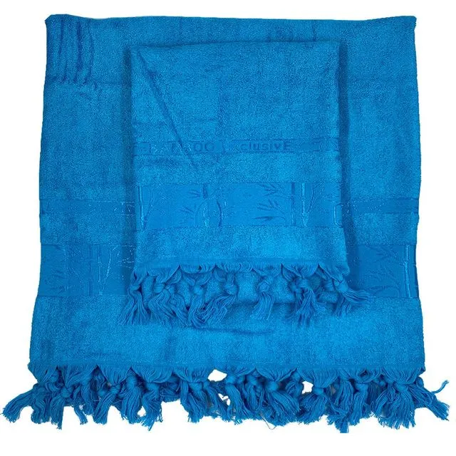 PREMIUM BAMBOO TOWEL SET BEACH TOWEL BABY TOWEL SET - BLUE