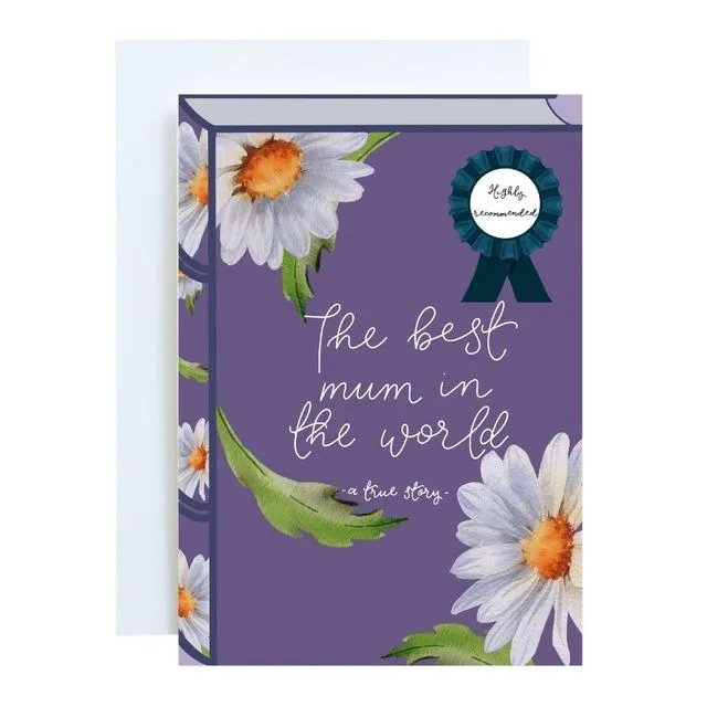Classic book cover greeting card for mum - mothers day floral reading lover card