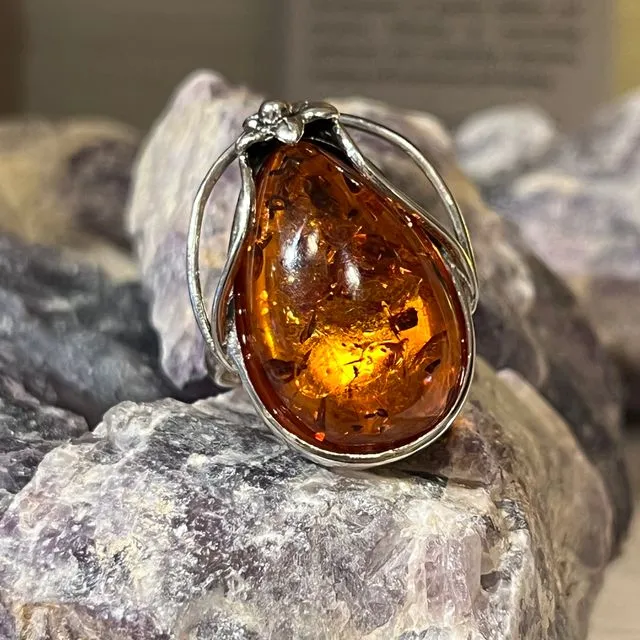 Amber 925 silver rings