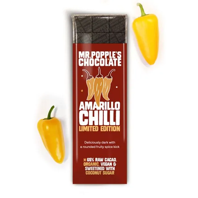 65% Amarillo Chilli Dark Organic Vegan Chocolate Bar