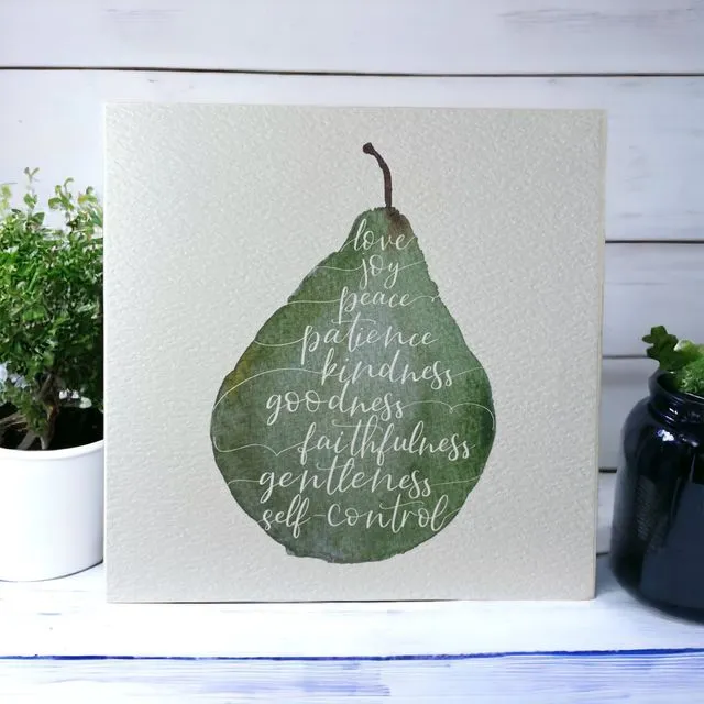 Pear fruit of the spirit Christian greeting card