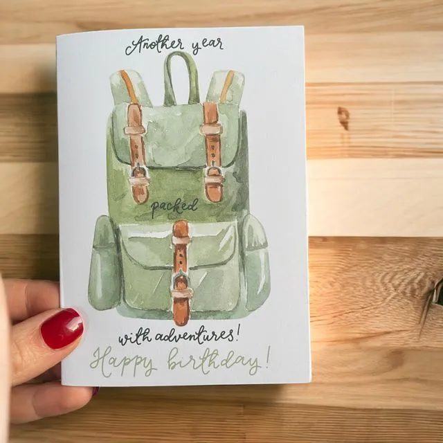 Another year packed with adventures birthday card