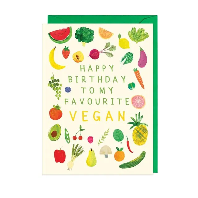 HAPPY BIRTHDAY FAV VEGAN - GREEN ENVELOPE Card Pack of 6