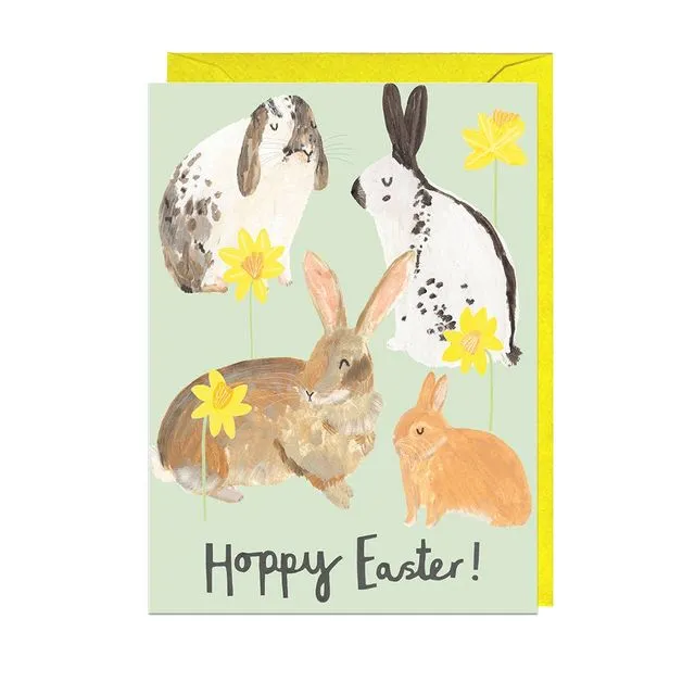 HAPPY EASTER BUNNIES - YELLOW ENVELOPE Card