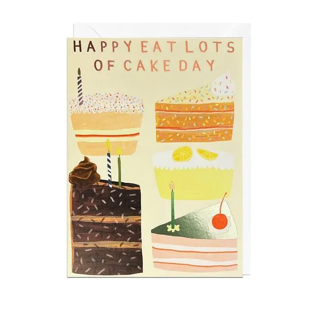 HAPPY EAT LOTS OF CAKE - FOIL Card Pack of 6