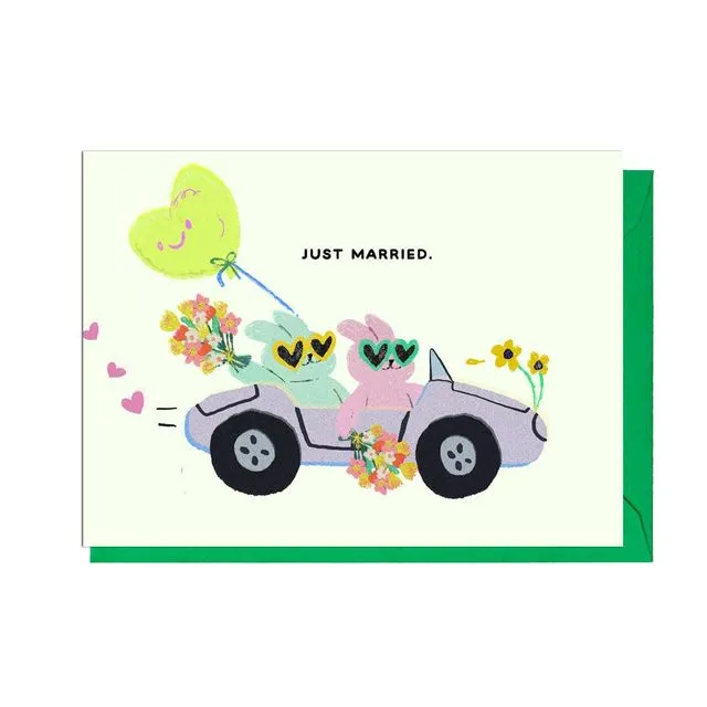 JUST MARRIED BUNNIES Card Pack of 6
