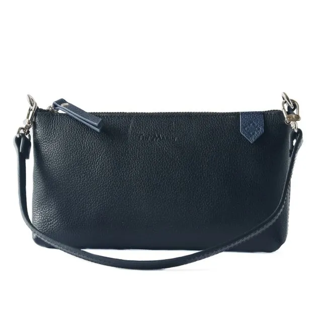 Elia Multiway Leather Clutch Bag - Black