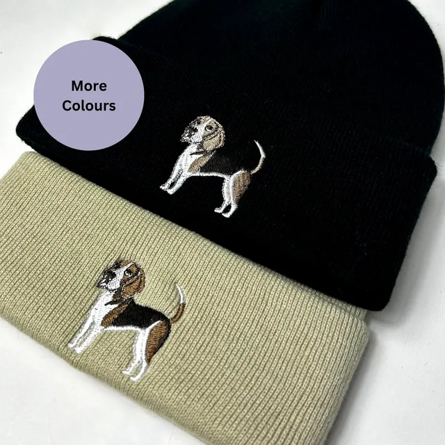 Beagle embroidered beanie hat - Unisex dog embroidered hat