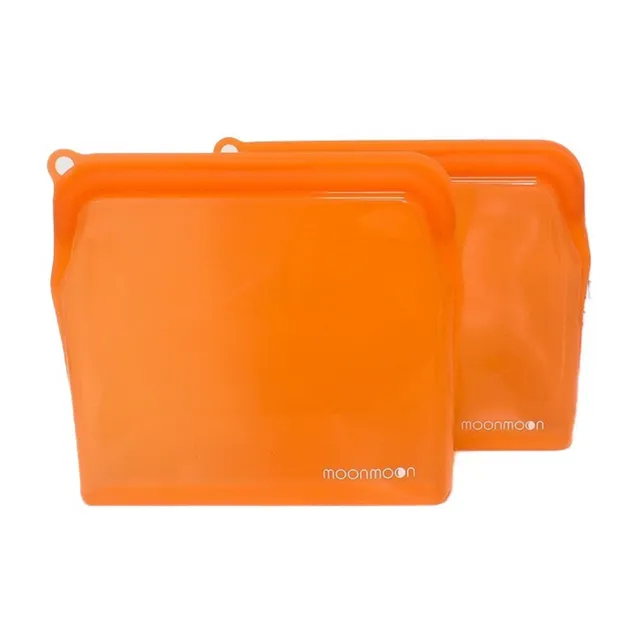 Reusable Silicone Food Bags - Large Orange Set of 2
