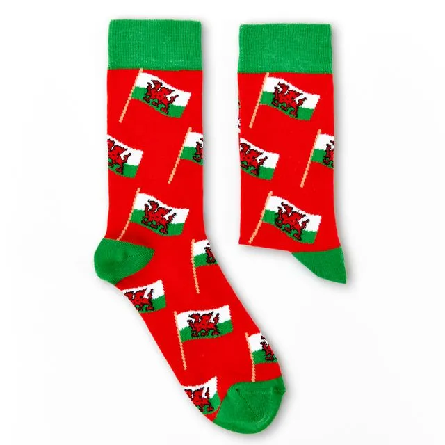 Unisex Welsh Flag Socks