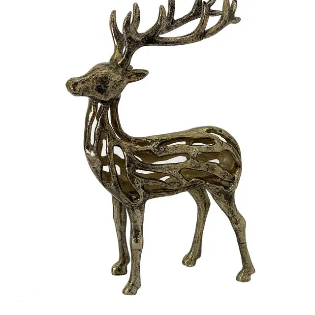European Gold Reindeer Sculpture