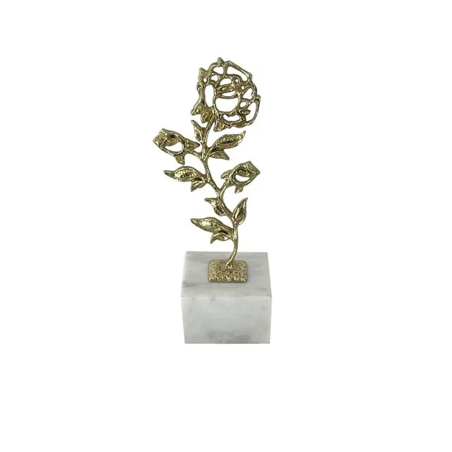 Vintage Brass Rose Sculpture