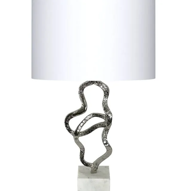 Warm Silver Swirl Table Lamp
