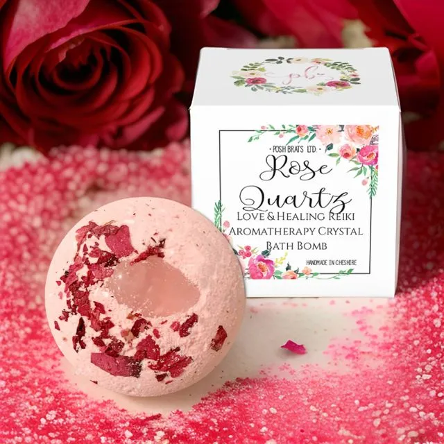 Rose Quartz Love Natural Crystal Aromatherapy Bath Bomb