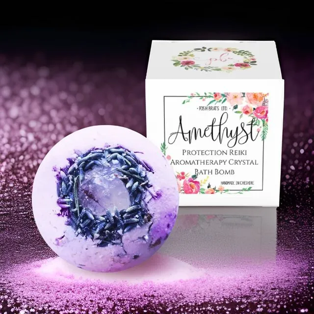 Amethyst Natural Crystal Protection Aromatherapy Bath Bomb