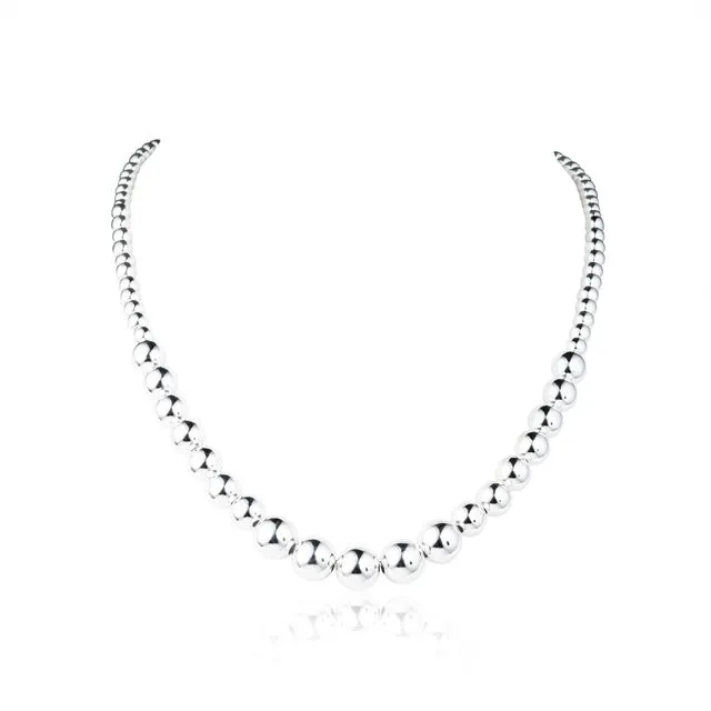 925 Sterling Silver Beaded Ball Necklace